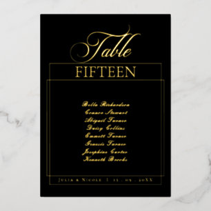 Klassisches Hochzeitstisch-Schild mit schwarzer Um Folieneinladung
