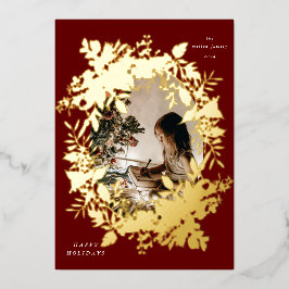 Klassisches Holiday Berries Foto Folieneinladung