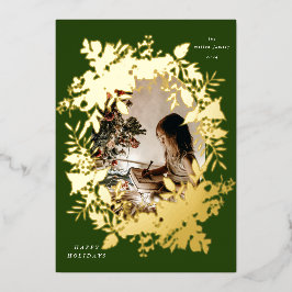 Klassisches Holiday Berries Foto Folieneinladung