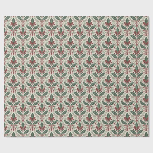 Klassisches Holly-Damask-Wrap-Papier Geschenkpapier (Flach)
