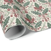 Klassisches Holly-Damask-Wrap-Papier Geschenkpapier (Rolleneckpunkt)