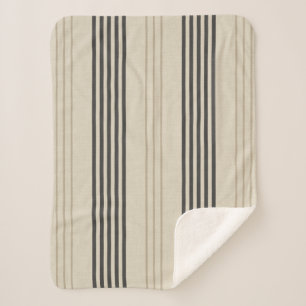 Klassisches Holzkohle-Ticking-Streifenmuster Sherpadecke