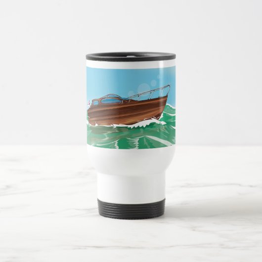 Klassisches Holzspeedboat Reisebecher (Mittel)