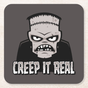 Klassisches Horror-Frankenstein-Design 'Creep It R Rechteckiger Pappuntersetzer