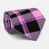 Klassisches Hot Pink Black Gingham Kariert Tartan Krawatte (Gerollt)