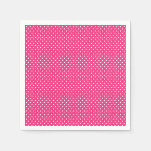 Klassisches Hot Pink und White Polka Dot Napkins Serviette