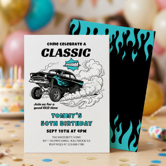 Klassisches Hot Rod Gasser-Rennwagen Vintage-Gebur Einladung