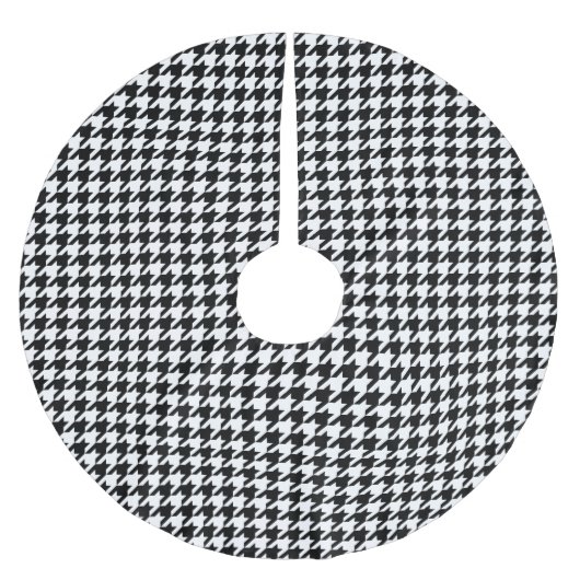 Klassisches Houndstooth-Muster Dogstooth-Karo-Desi Polyester Weihnachtsbaumdecke (Vorderseite)