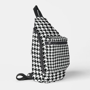 Klassisches Houndstooth-Muster: Schwarz-weiß vinta Crossbody Bag