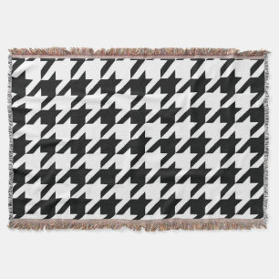 Klassisches Houndstooth-Muster: Schwarz-Weiß Vinta Decke