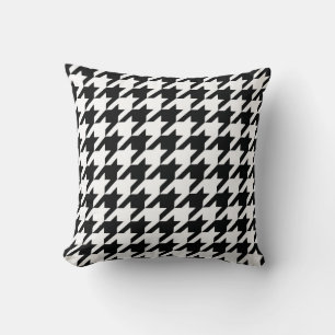 Klassisches Houndstooth-Muster: Schwarz-Weiß Vinta Kissen