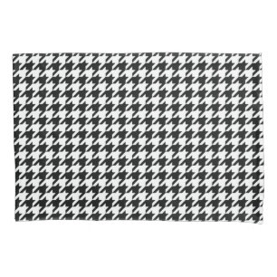 Klassisches Houndstooth-Muster: Schwarz-Weiß Vinta Kissenbezug