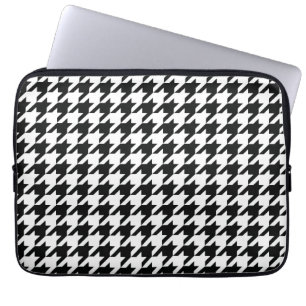 Klassisches Houndstooth-Muster: Schwarz-Weiß Vinta Laptopschutzhülle