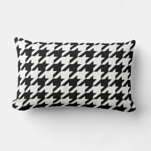 Klassisches Houndstooth-Muster: Schwarz-Weiß Vinta Lendenkissen