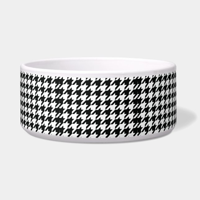 Klassisches Houndstooth-Muster: Schwarz-Weiß Vinta Napf (Vorderseite)