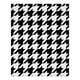 Klassisches Houndstooth-Muster: Schwarz-Weiß Vinta Poster