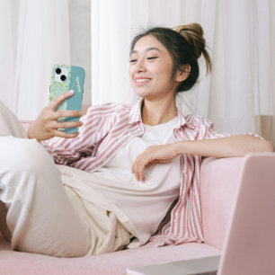 Klassisches Hübsches MONOGRAM BABY BLUE BLUE FLORA Case-Mate iPhone Hülle