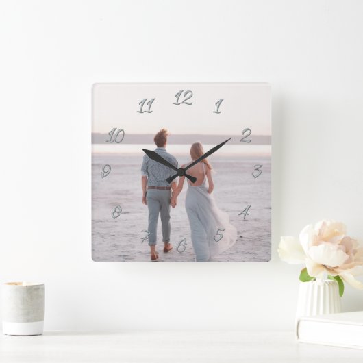 Klassisches individualisierbares Foto-Geschenk Quadratische Wanduhr (Zuhause)