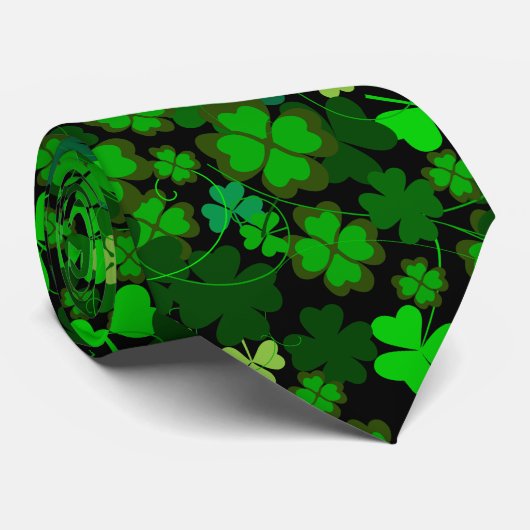 Klassisches irisches Kleeblatt Doppelseitige Krawa Krawatte (Gerollt)