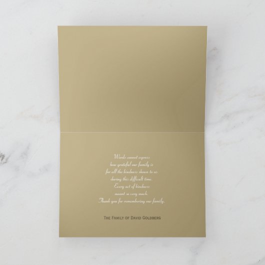 Klassisches jüdisches Beileid Dankeschön Karte (Innenseite)