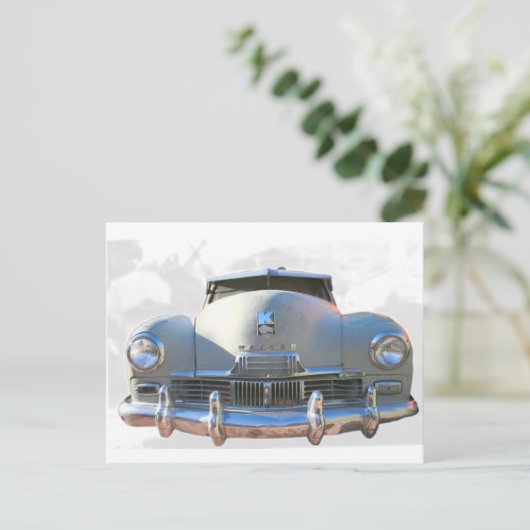 Klassisches Kaiser-Auto Postkarte (Stehend Vorderseite)