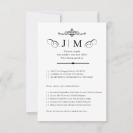 Klassisches Kalligrafie-Monogramm Hochzeits-RSVP RSVP Karte