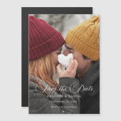 Klassisches kalligrafisches Foto Hochzeit Sichern  Magneteinladung (Vorne/Hinten)