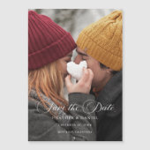 Klassisches kalligrafisches Foto Hochzeit Sichern  Magneteinladung (Vorderseite)