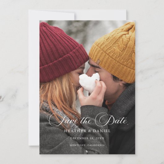 Klassisches kalligrafisches Foto Hochzeit Sichern Save The Date (Vorderseite)