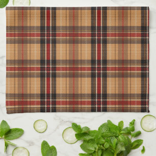Klassisches Kamel Rot & Schwarz Tartan Karomuster Geschirrtuch