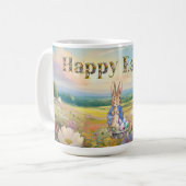 Klassisches Kaninchen Frohe Ostern Kaffeetasse (Vorderseite Links)