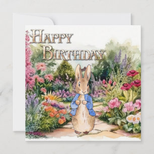 Klassisches Kaninchen-Garten Happy Birthday Karte