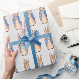 Klassisches Kaninchen in blauer Jacke Geschenkpapier