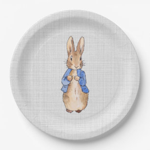 Klassisches Kaninchen in blauer Jacke Pappteller