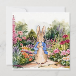 Klassisches Kaninchen in einer blauen Jacke Einladung
