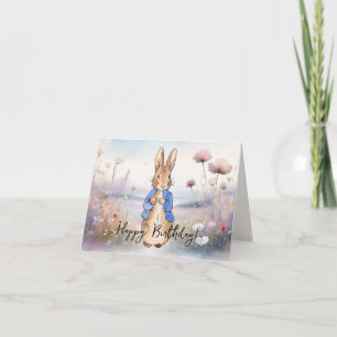 Klassisches Kaninchenfeld mit Wildblumen Alles Gut Karte