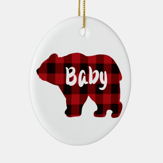 Klassisches kariertes Bärendesign Keramik Ornament (Rechts)