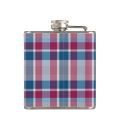 Klassisches Kariertes blaues rotes Muster Flachmann (Rückseite)