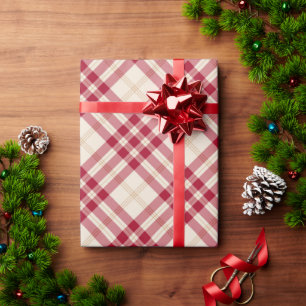 Klassisches kariertes Diagonalmuster, bordeauxrot Geschenkpapier