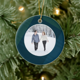 Klassisches kariertes erstes verheiratetes Foto Keramik Ornament