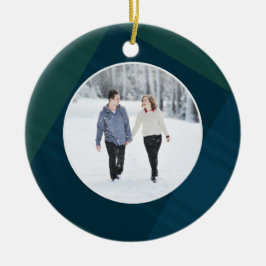 Klassisches kariertes erstes verheiratetes Foto Keramik Ornament