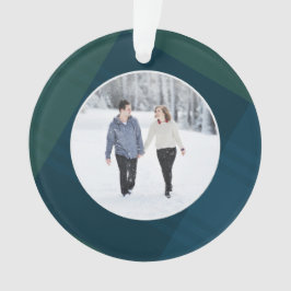 Klassisches kariertes erstes verheiratetes Foto Ornament