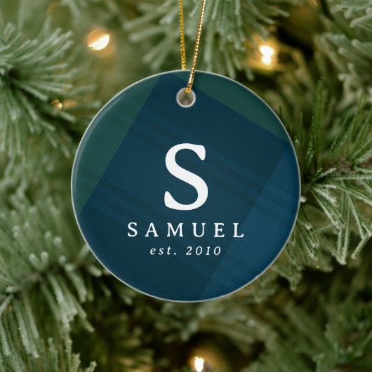 Klassisches kariertes Foto Keramik Ornament (Baum)