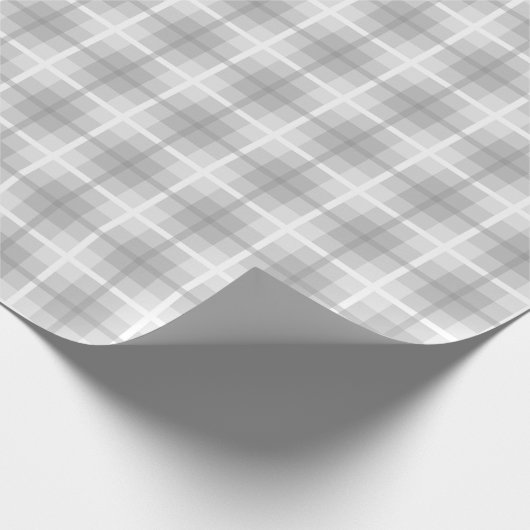 Klassisches kariertes Muster in grauweißem Weiß Geschenkpapier (Ecke)
