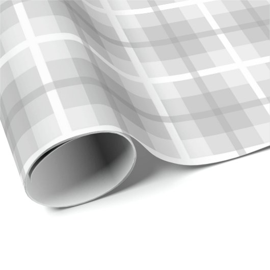 Klassisches kariertes Muster in grauweißem Weiß Geschenkpapier (Rolleneckpunkt)