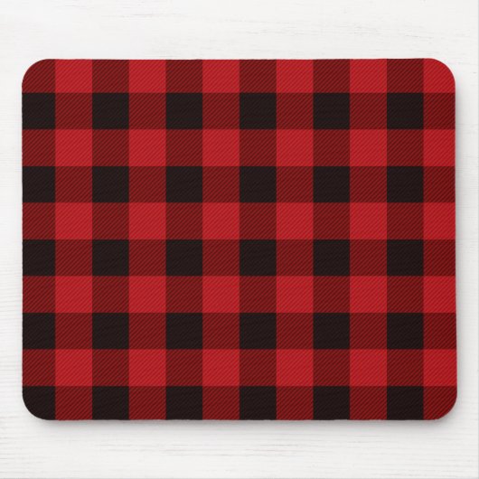 Klassisches kariertes Muster in Rot und Schwarz Mousepad (Vorne)
