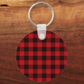 Klassisches kariertes Muster in Rot und Schwarz Schlüsselanhänger (Vorderseite)