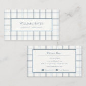 Klassisches Kariertes Muster Mens Blau Beruflich Visitenkarte (Vorne/Hinten)