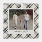 Klassisches Kariertes Personalisiertes Foto Ornament Aus Glas (Rückseite)