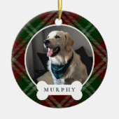 Klassisches Kariertes Personalisiertes Haustier Fo Keramik Ornament (Vorne)